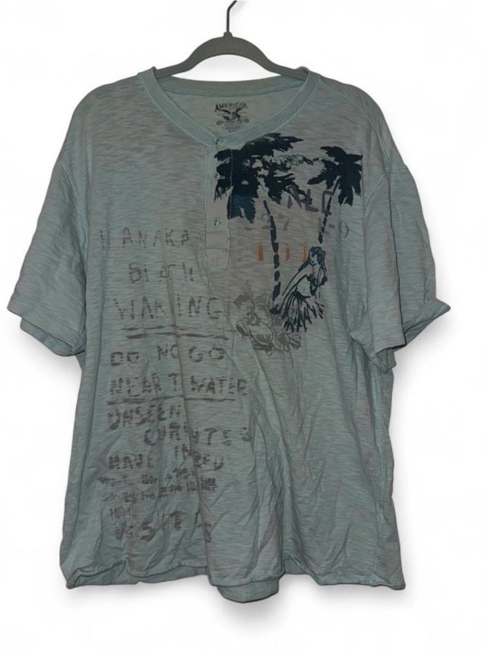 American Living Light Teal Short-Sleeve Graphic Henley